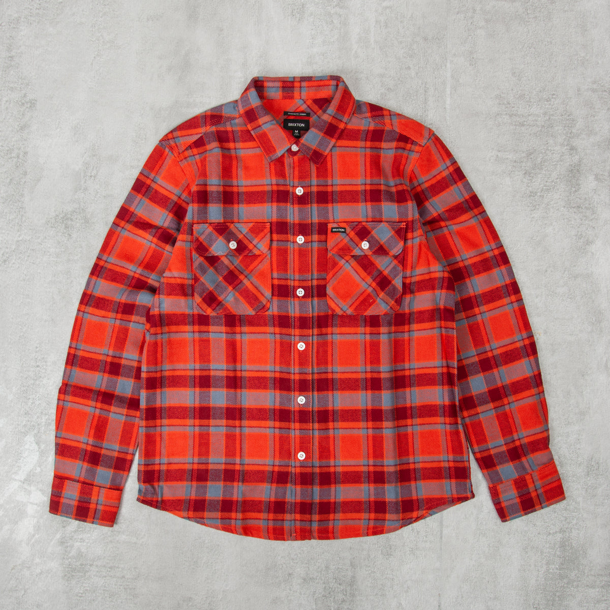 Buy the Brixton Bowery L/S Flannel Shirt - Barn Red@Union Clothing