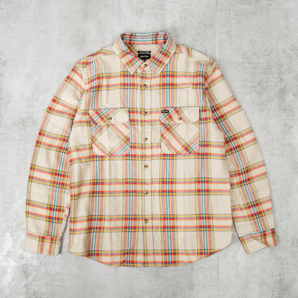 Brixton Bowery L/S Flannel Shirt - White / Yellow / Red 1