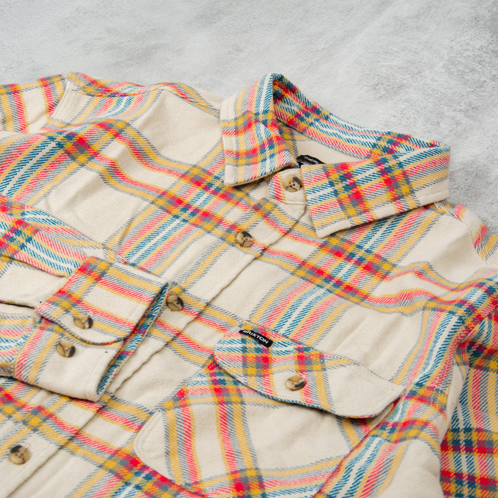Brixton Bowery L/S Flannel Shirt - White / Yellow / Red 2