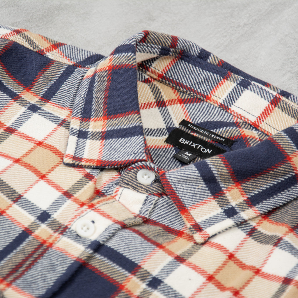 Brixton Bowery L/S Flannel Shirt - Washed Navy / Off White 3