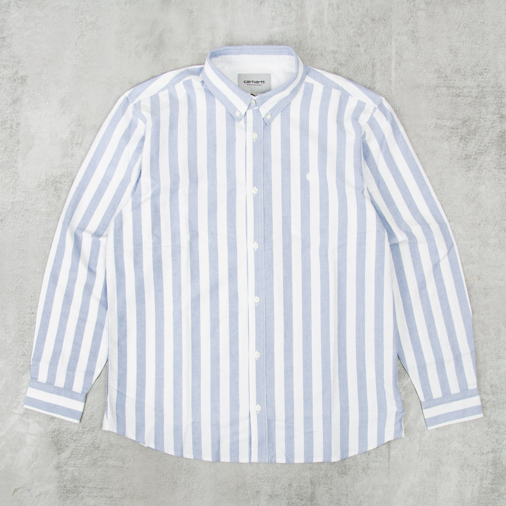 Carhartt WIP Dillion Striped L/S Shirt - Bleach / White 1