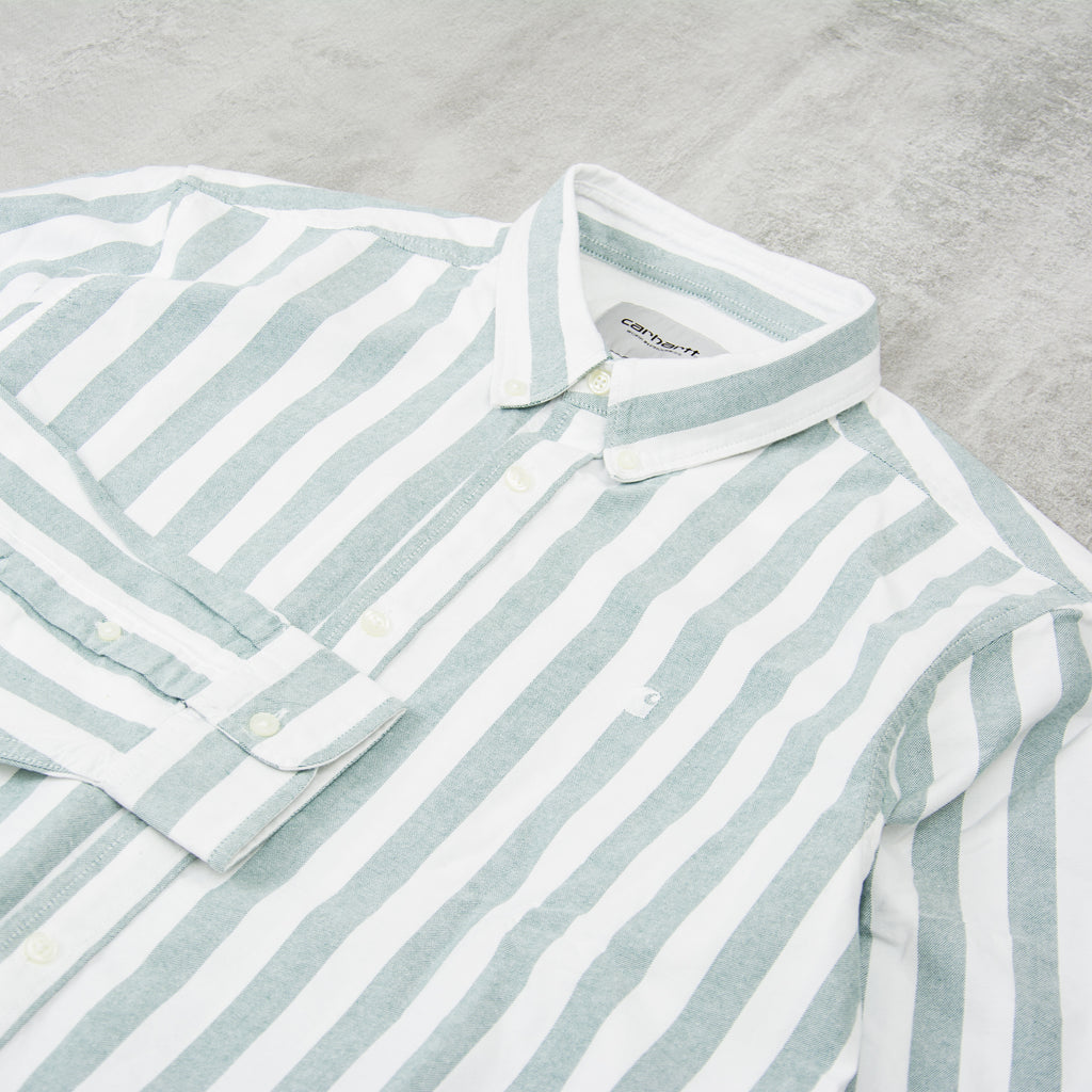 Carhartt WIP Dillion Striped L/S Shirt - Chervil / White 2