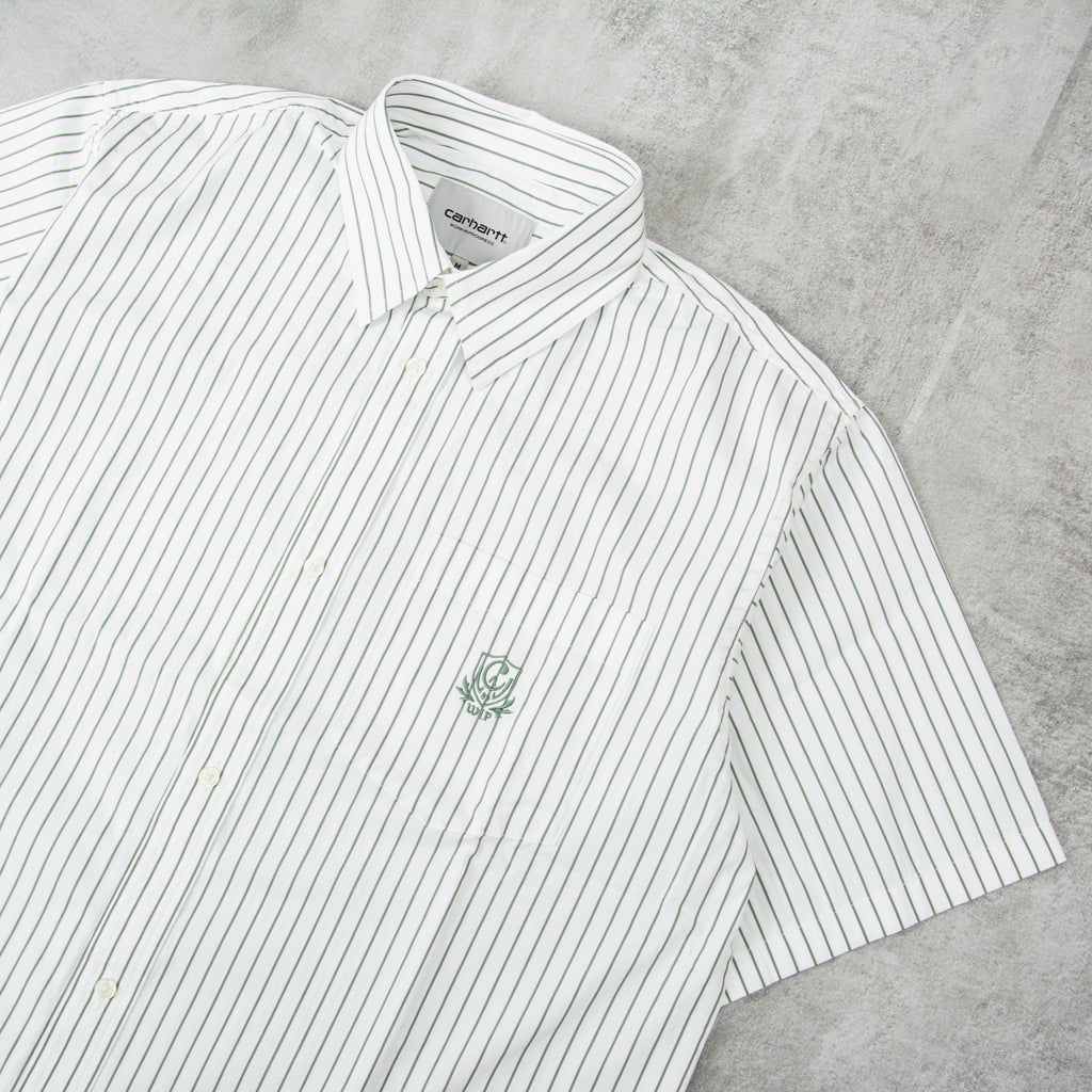 Carhartt WIP Linus S/S  Stripe Shirt - Park / White 3