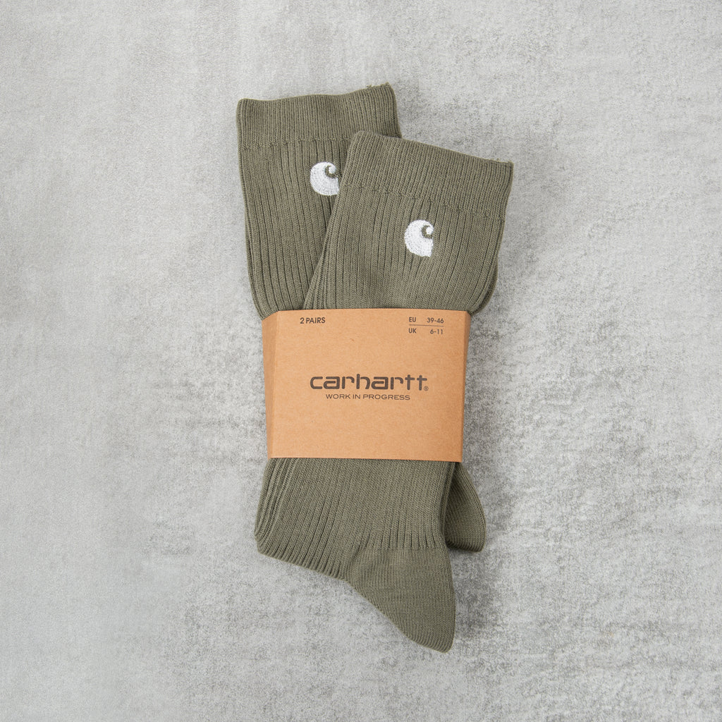 Carhartt WIP Madison 2 Pack Socks - Plant / White 1