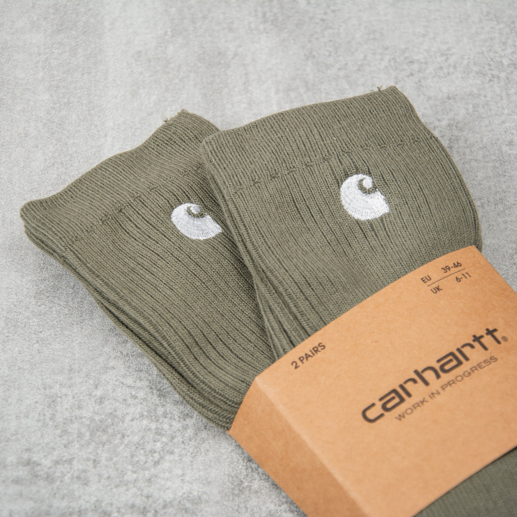 Carhartt WIP Madison 2 Pack Socks - Plant / White 2