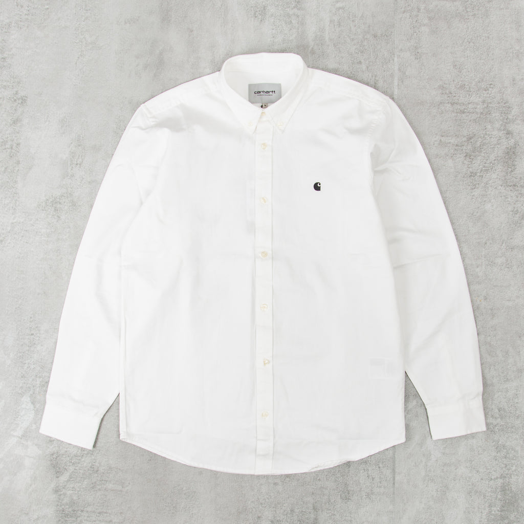 Carhartt WIP Madison L/S Shirt - White / Black 1