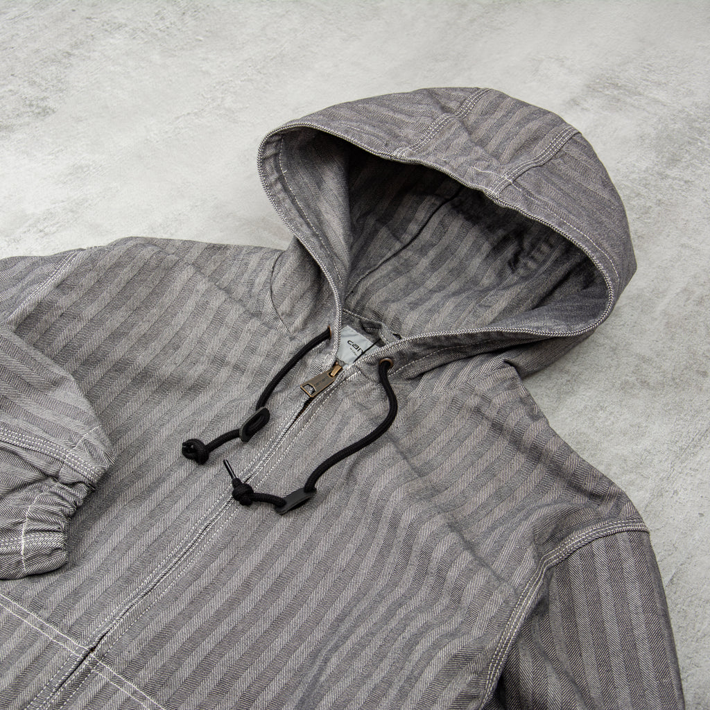 Carhartt WIP Menard Jacket Herringbone Denim - Grey Rinsed 2