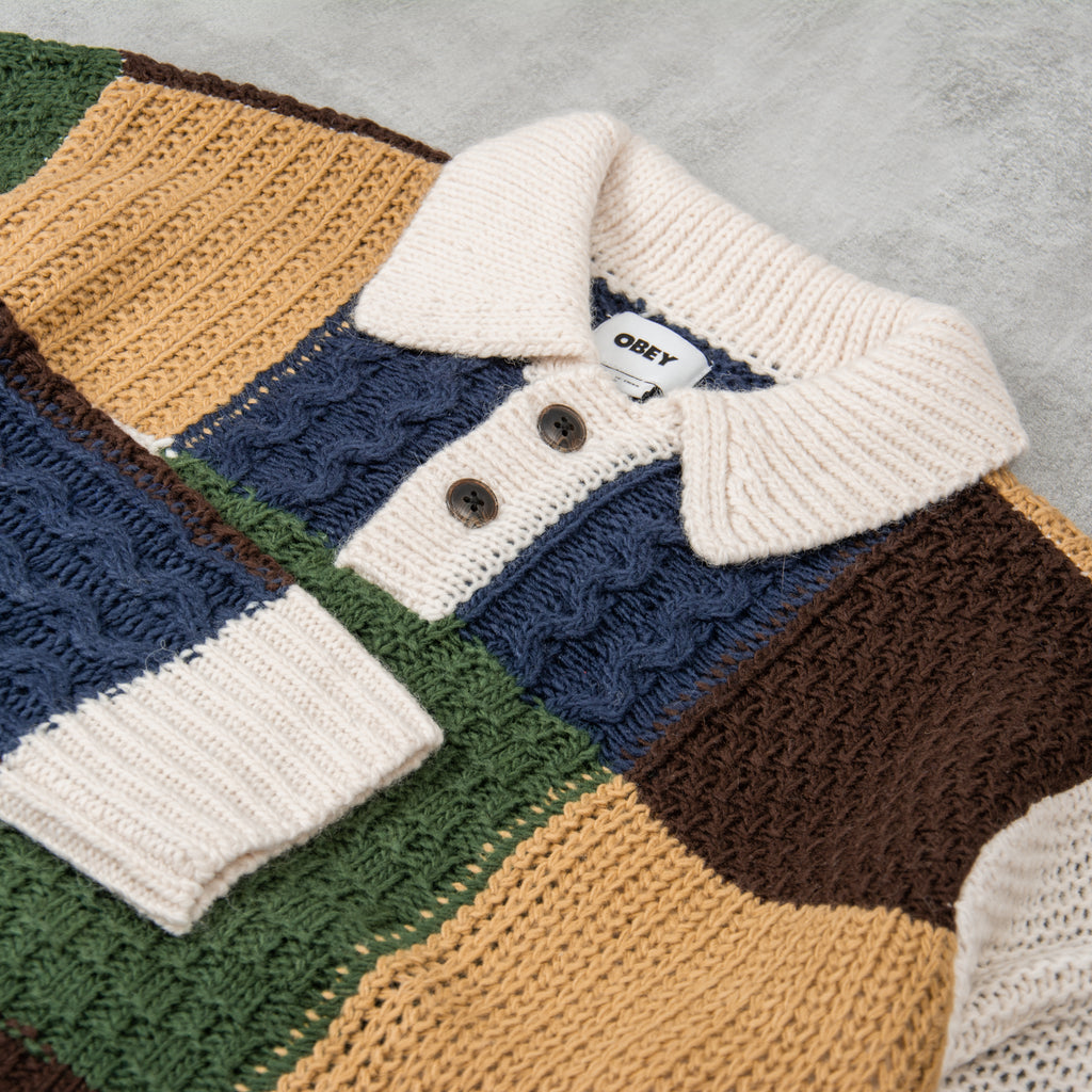 Obey Oliver Patchwork Sweater - Unbleached / Multi 2