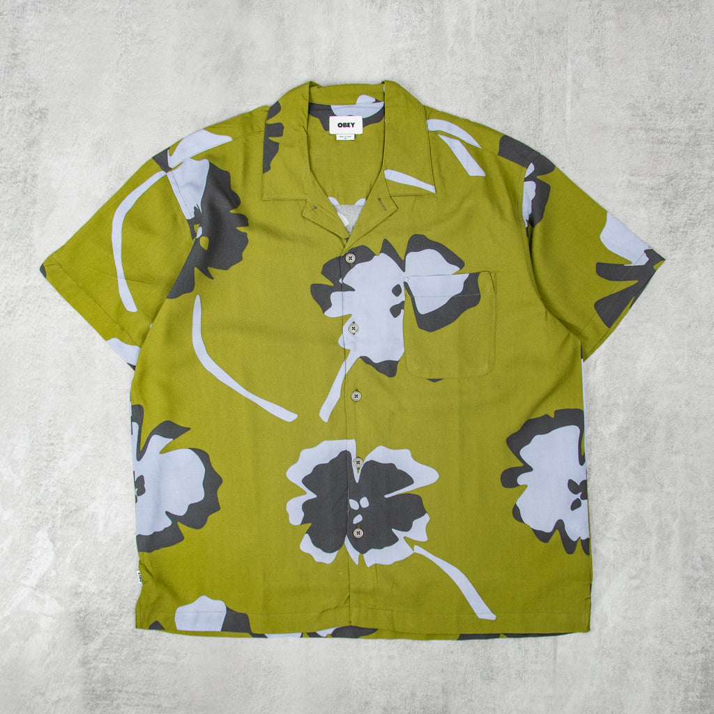 Obey Paper Cuts Woven S/S Shirts - Moss Green 1
