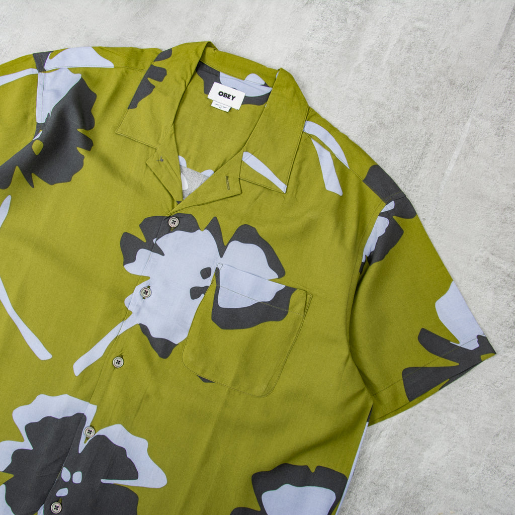 Obey Paper Cuts Woven S/S Shirts - Moss Green 2