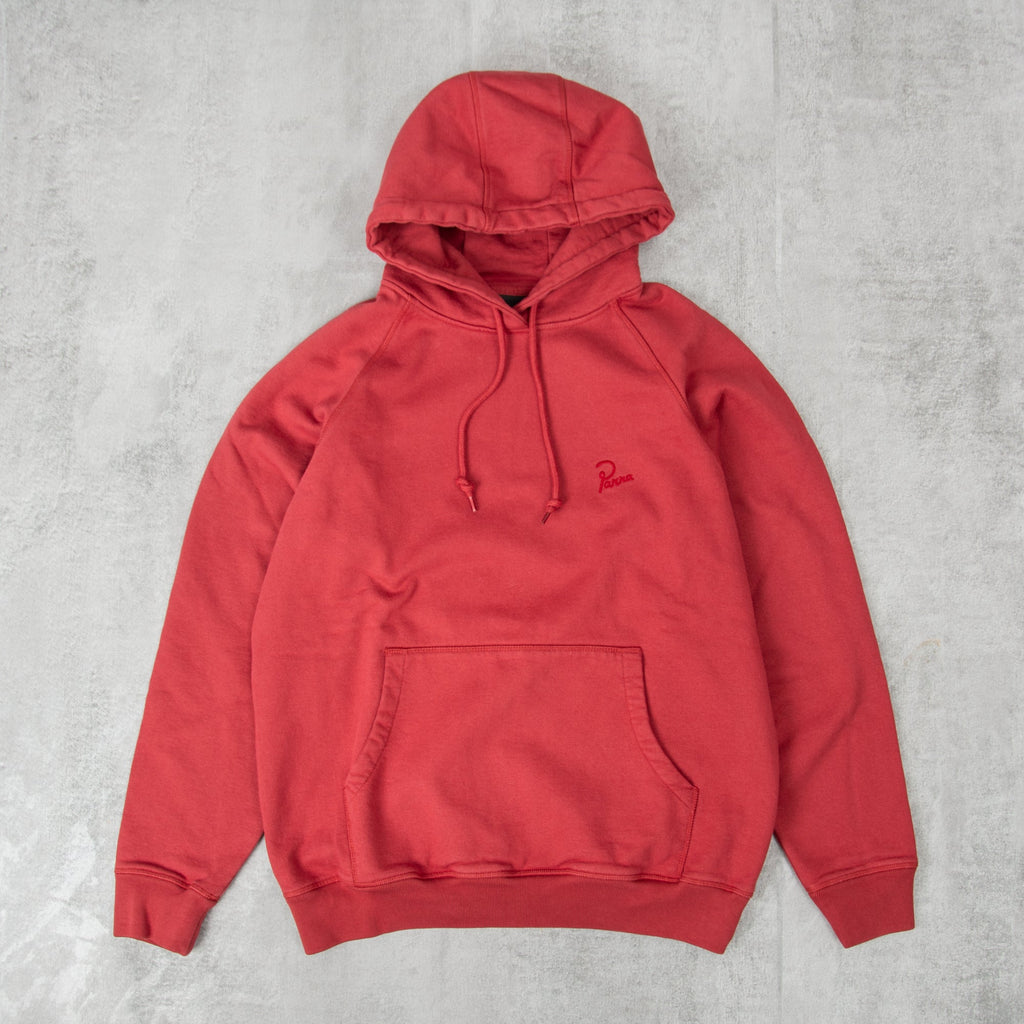 By Parra Script Logo Hooded Sweat - Brick Red 1