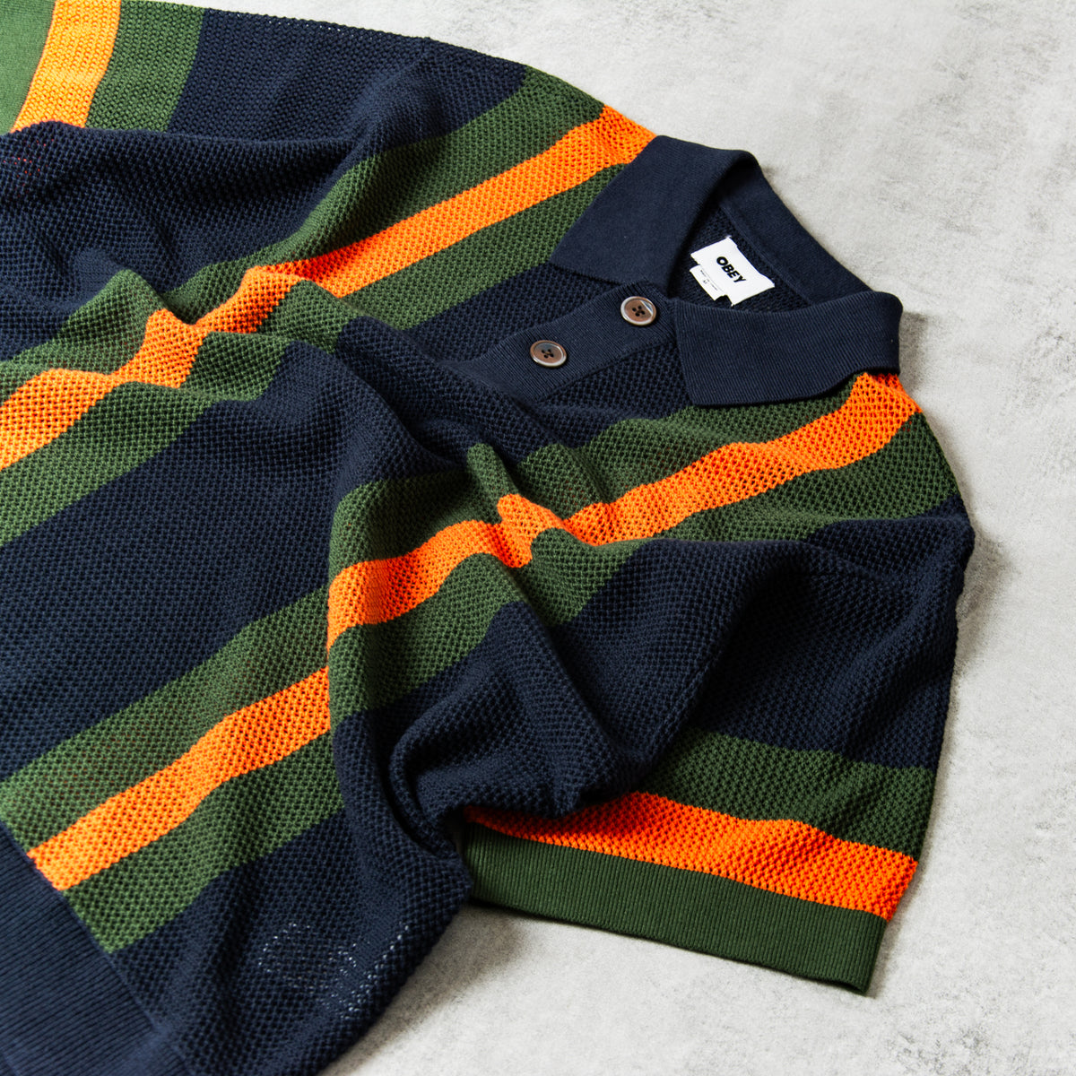 Buy the Obey Seth Polo Sweater S/S - Dark Navy@Union Clothing 