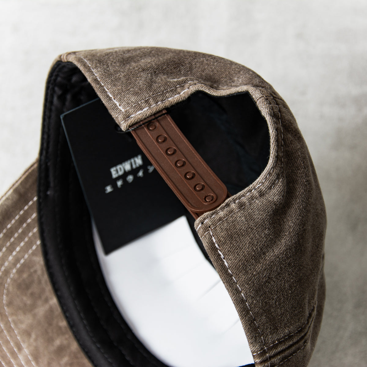 Buy the Edwin Soft Washed 6 Panel Cap - Brown Stone washed