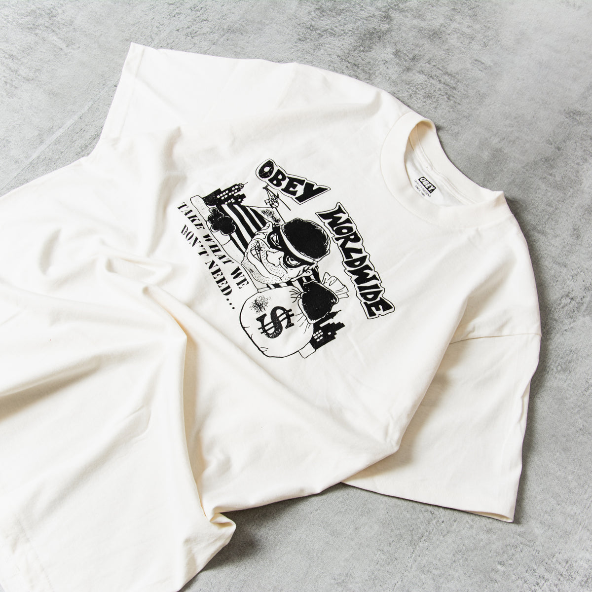 ovy W double vintage set tee 白 Buy the Obey Take Tee - Vintage White | Union Clothing
