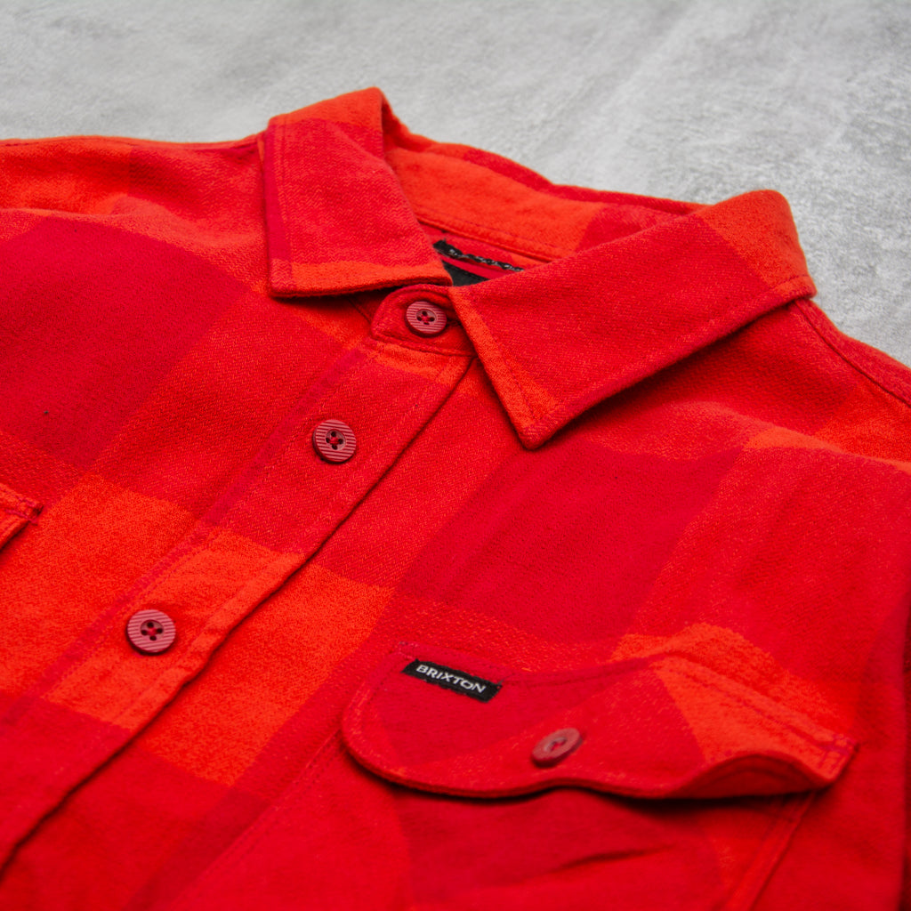 Brixton Bowery L/S Flannel Shirt - Crimson / Aurora Red 2