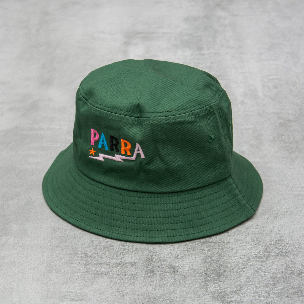 By Parra Lightning Logo Bucket Hat - Green 1