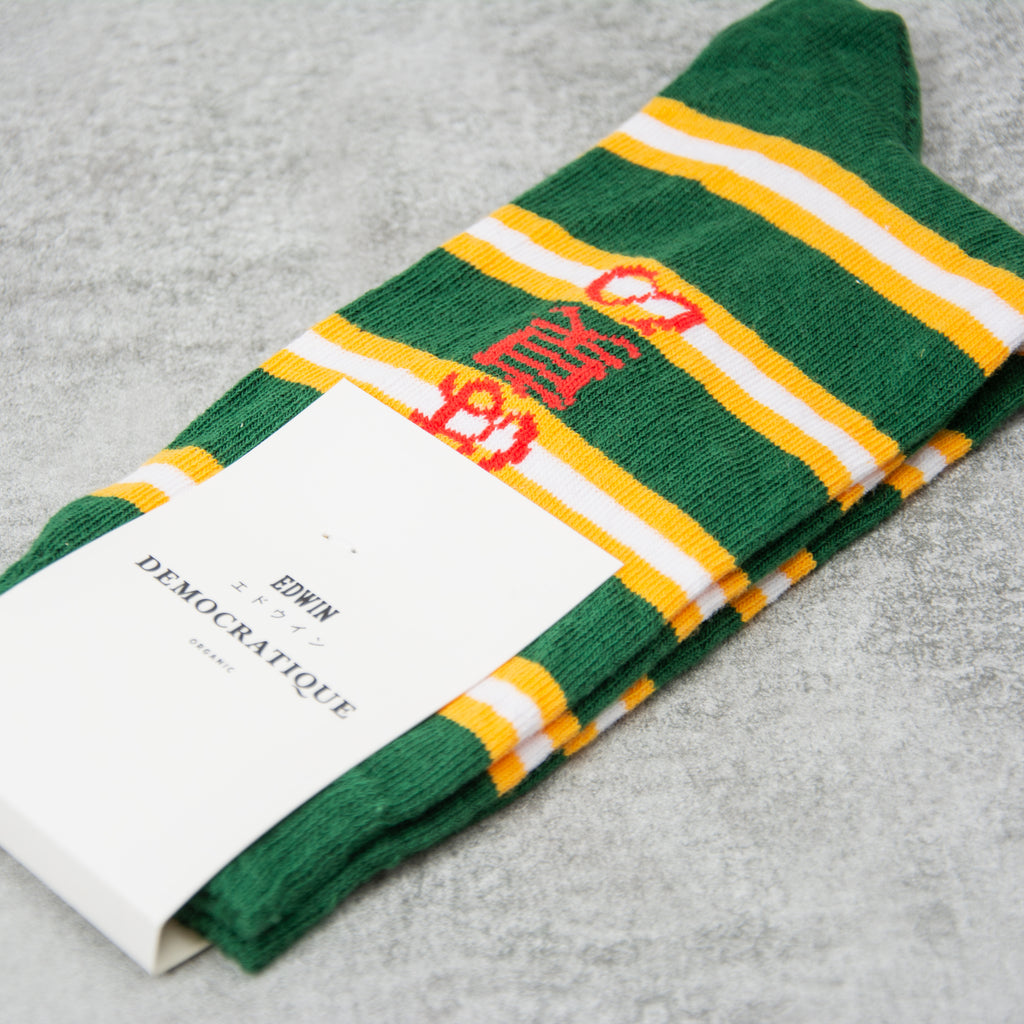 Edwin Nioi Striped Socks - Pine Grove / Yellow 2