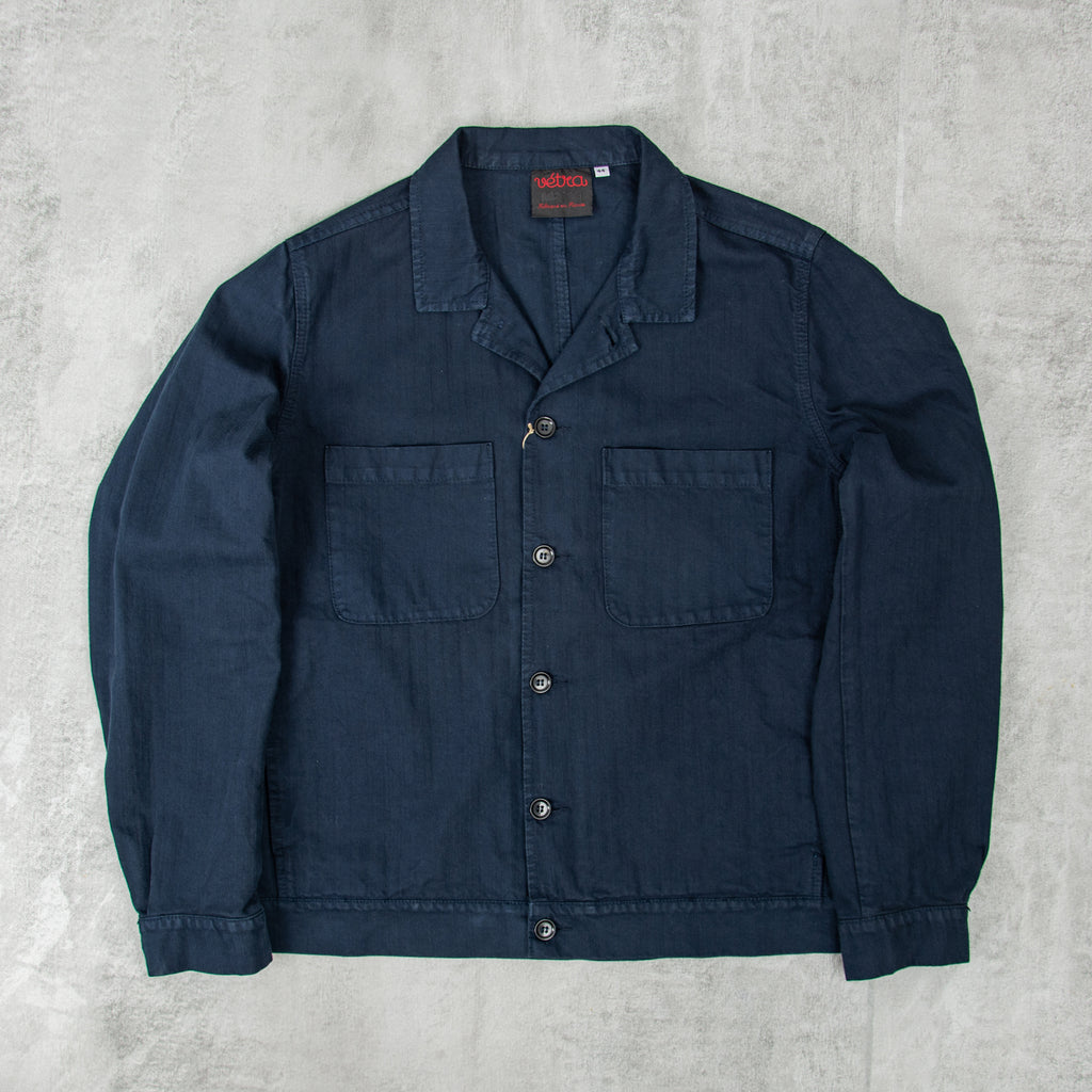 Vetra 27C Herringbone Weaved Bomber Jacket - Navy 1