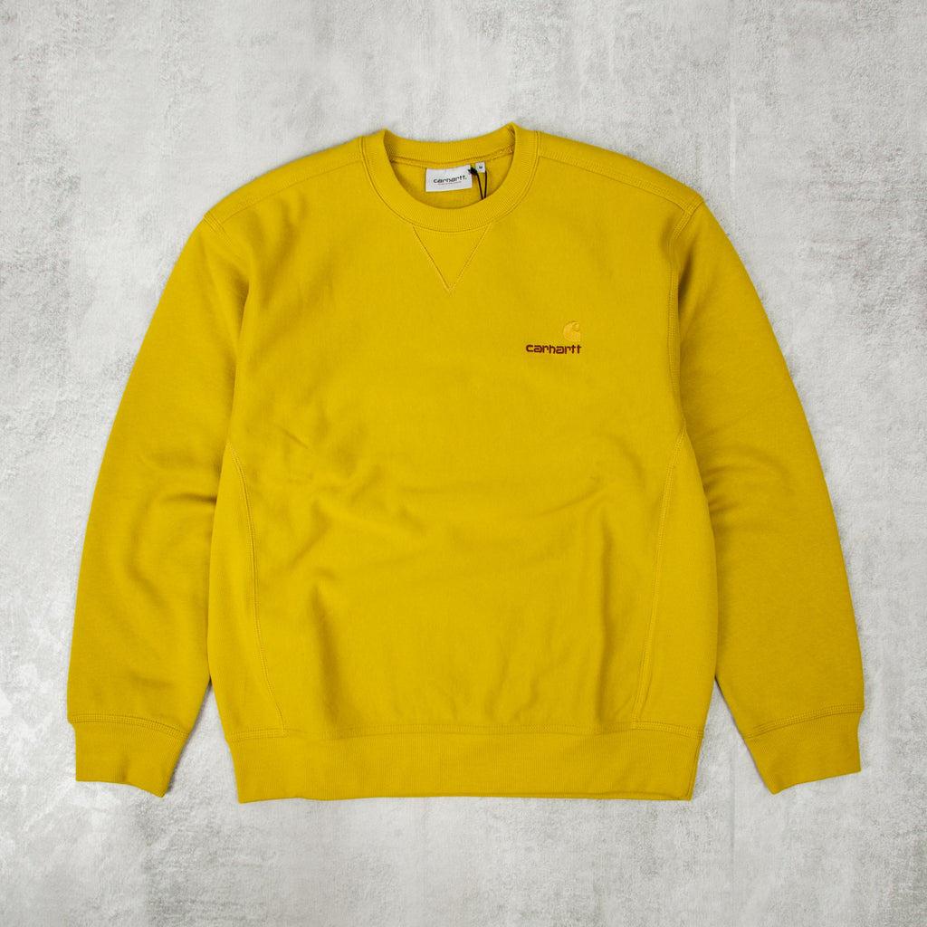 Carhartt WIP American Script Sweat - Golden Olive 1