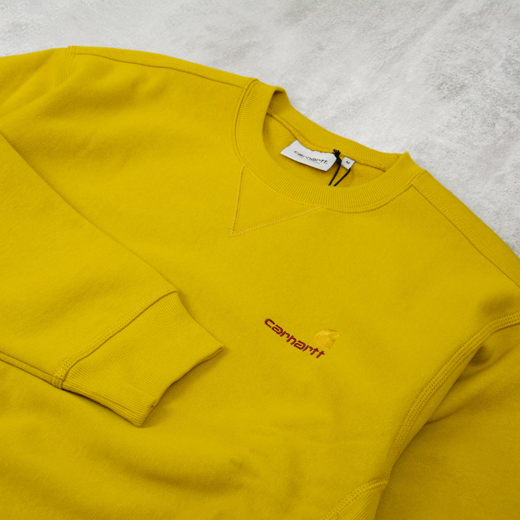 Carhartt WIP American Script Sweat - Golden Olive 2