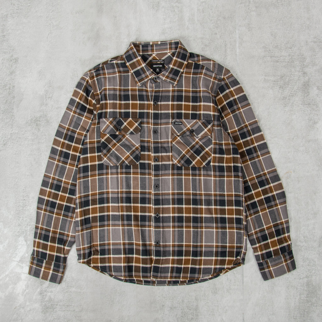 Brixton Bowery L/S Flannel Shirt - Black / Desert Palm / Beige 1