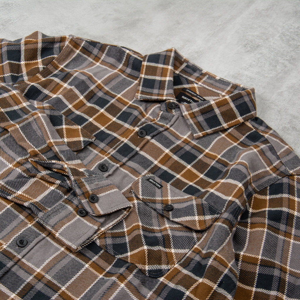 Brixton Bowery L/S Flannel Shirt - Black / Desert Palm / Beige 2