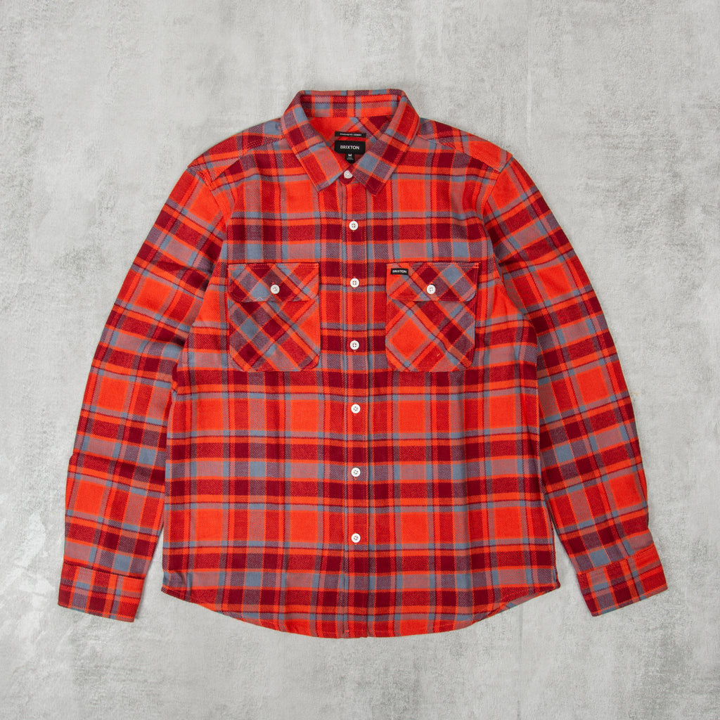 Brixton Bowery L/S Flannel Shirt - Barn Red / Flint Blue / Dark Burgundy 1