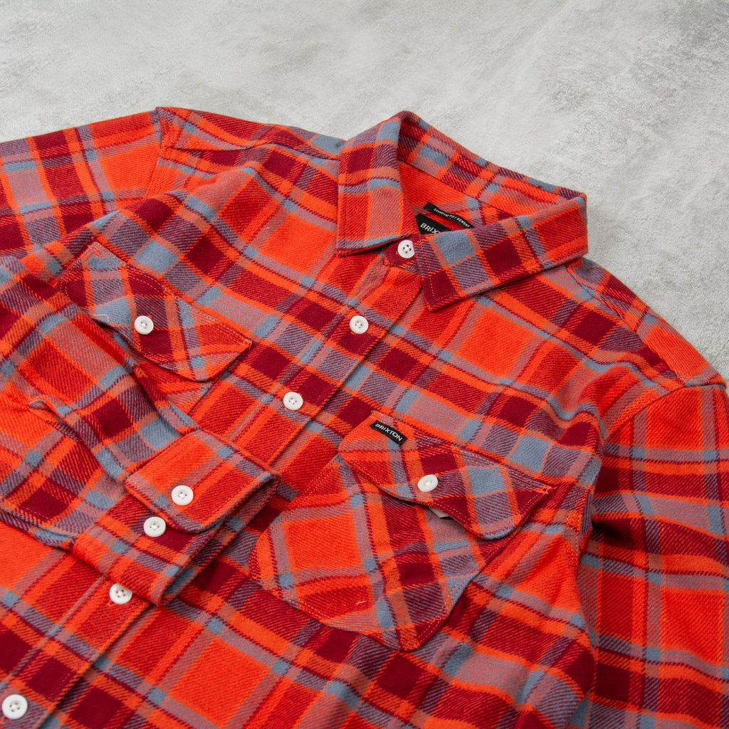 Brixton Bowery L/S Flannel Shirt - Barn Red / Flint Blue / Dark Burgundy 2