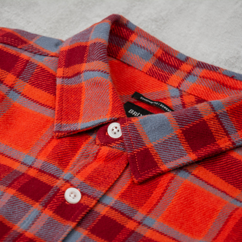 Brixton Bowery L/S Flannel Shirt - Barn Red / Flint Blue / Dark Burgundy 3