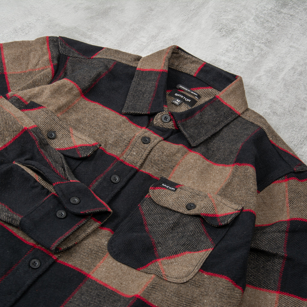 Brixton Bowery L/S Flannel Shirt - Heather Grey / Charcoal 2