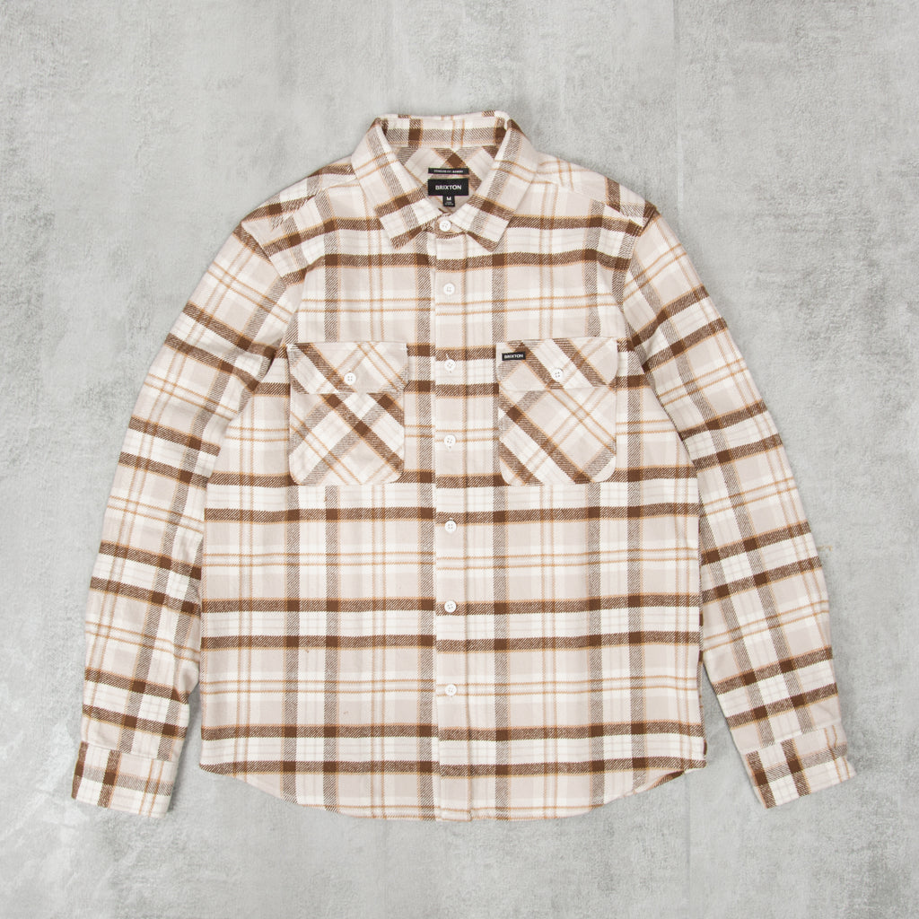 Brixton Bowery L/S Heavy Weight Flannel Shirt - Beige / Off White / Desert Palm 1