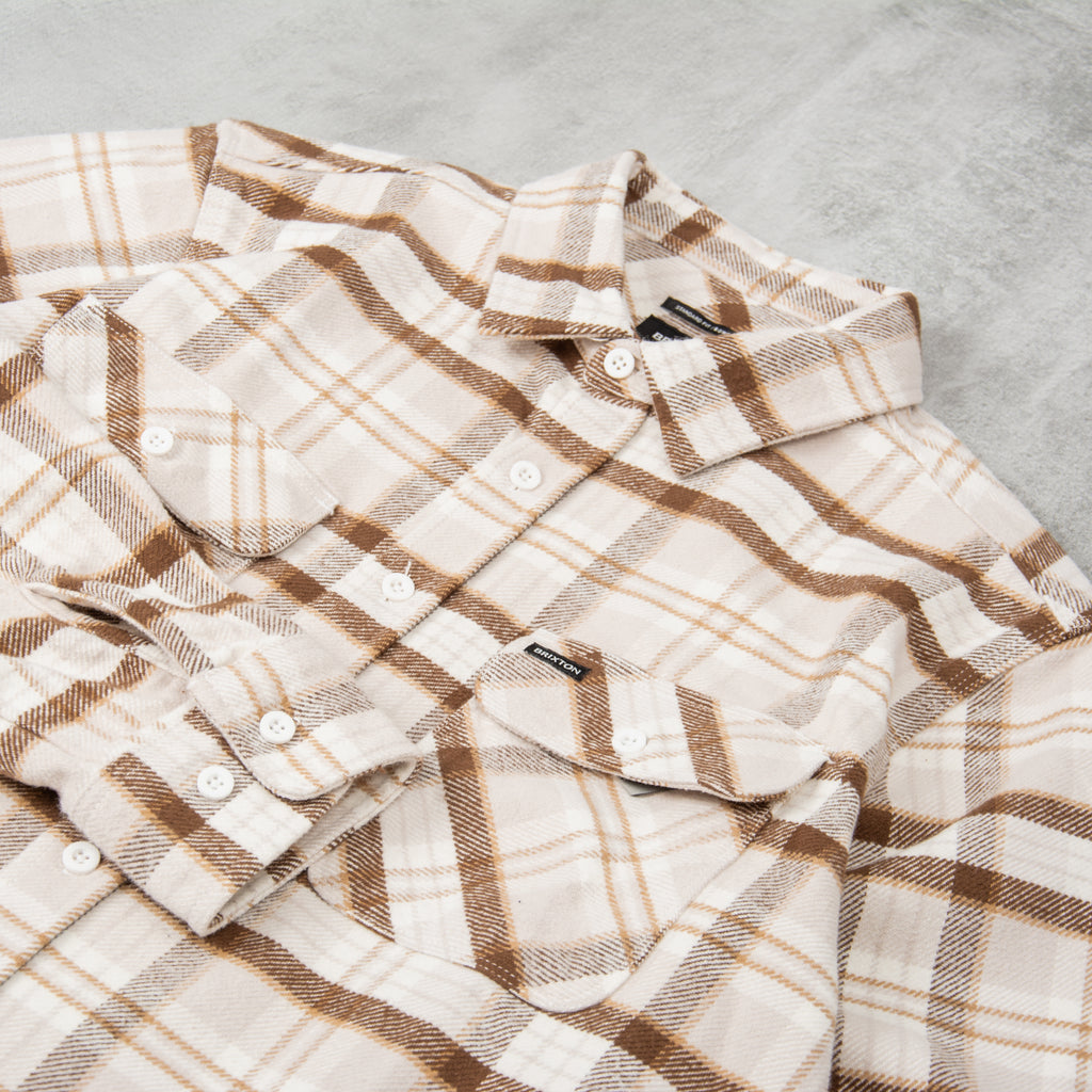 Brixton Bowery L/S Heavy Weight Flannel Shirt - Beige / Off White / Desert Palm 2