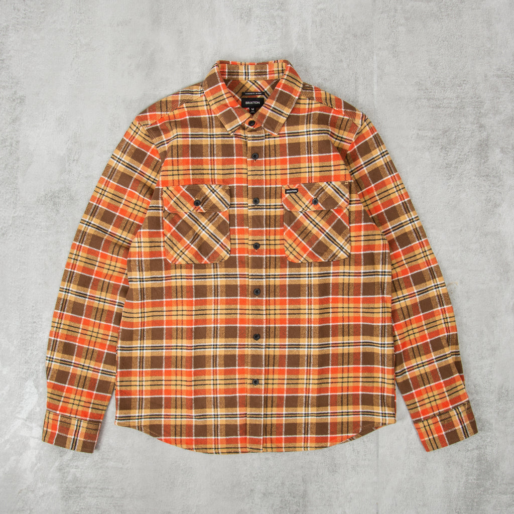 Brixton Bowery L/S Heavy Weight Flannel Shirt - Desert Palm / Antelope / Burnt Red 1