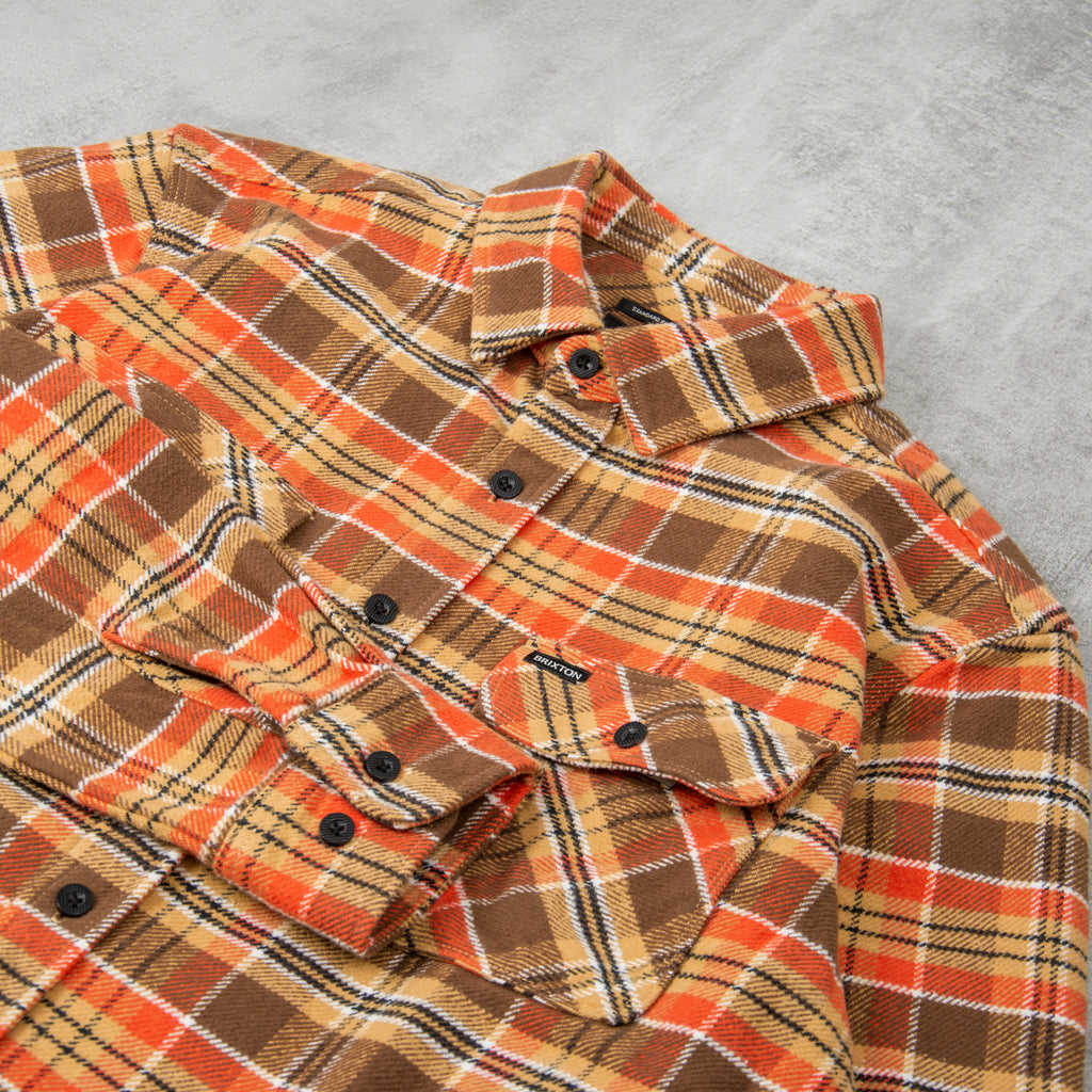 Brixton Bowery L/S Heavy Weight Flannel Shirt - Desert Palm / Antelope / Burnt Red 2