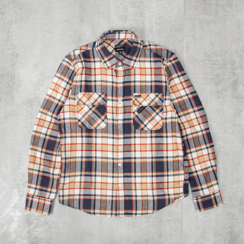 Brixton Bowery L/S Flannel Shirt - Washed Navy / Off White 1