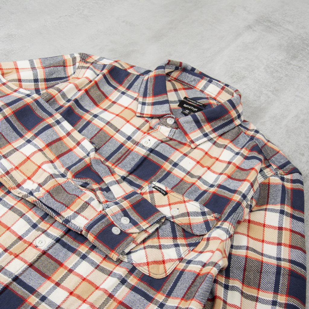 Brixton Bowery L/S Flannel Shirt - Washed Navy / Off White 2