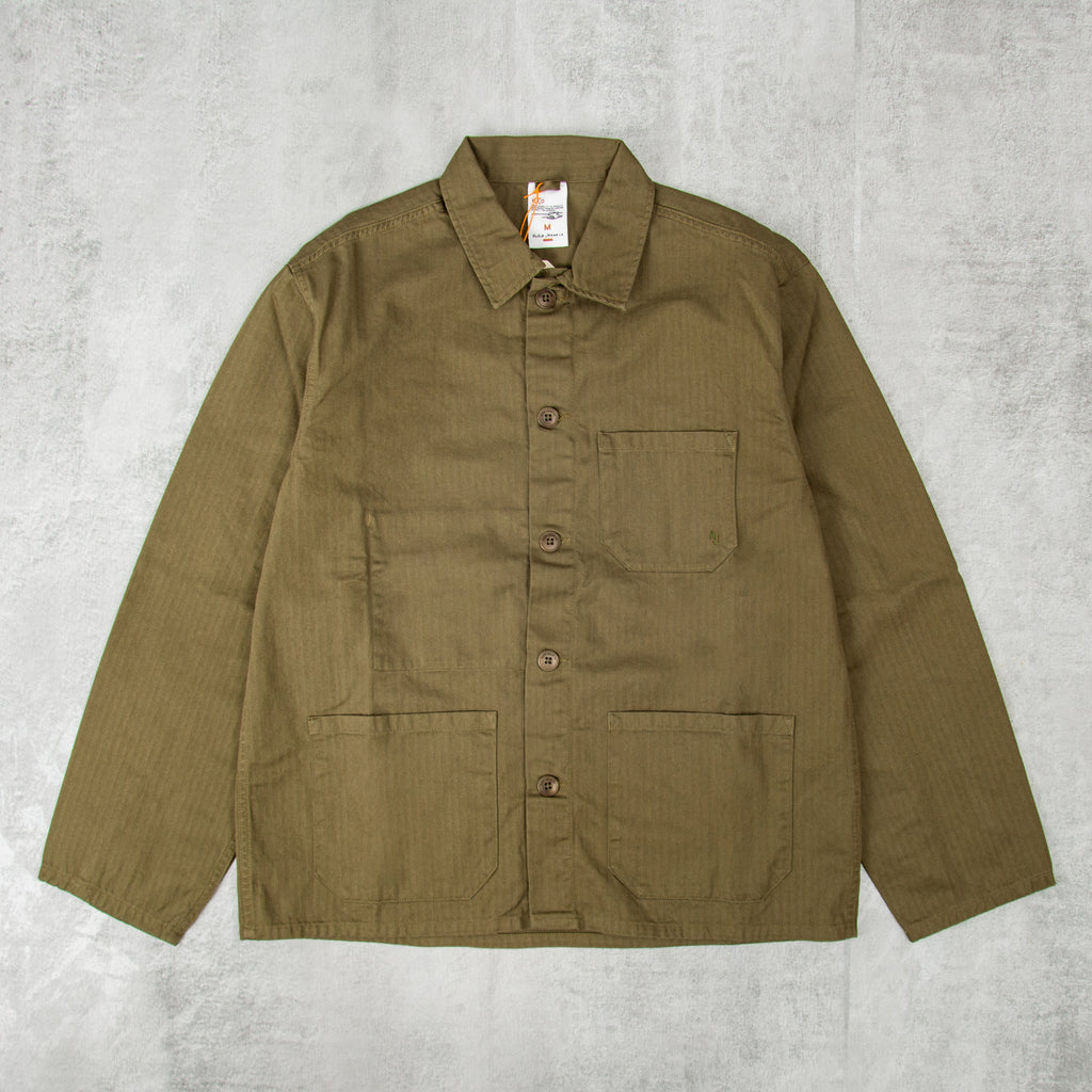 Nudie Buddy Herringbone Chore Jacket - Olive 1