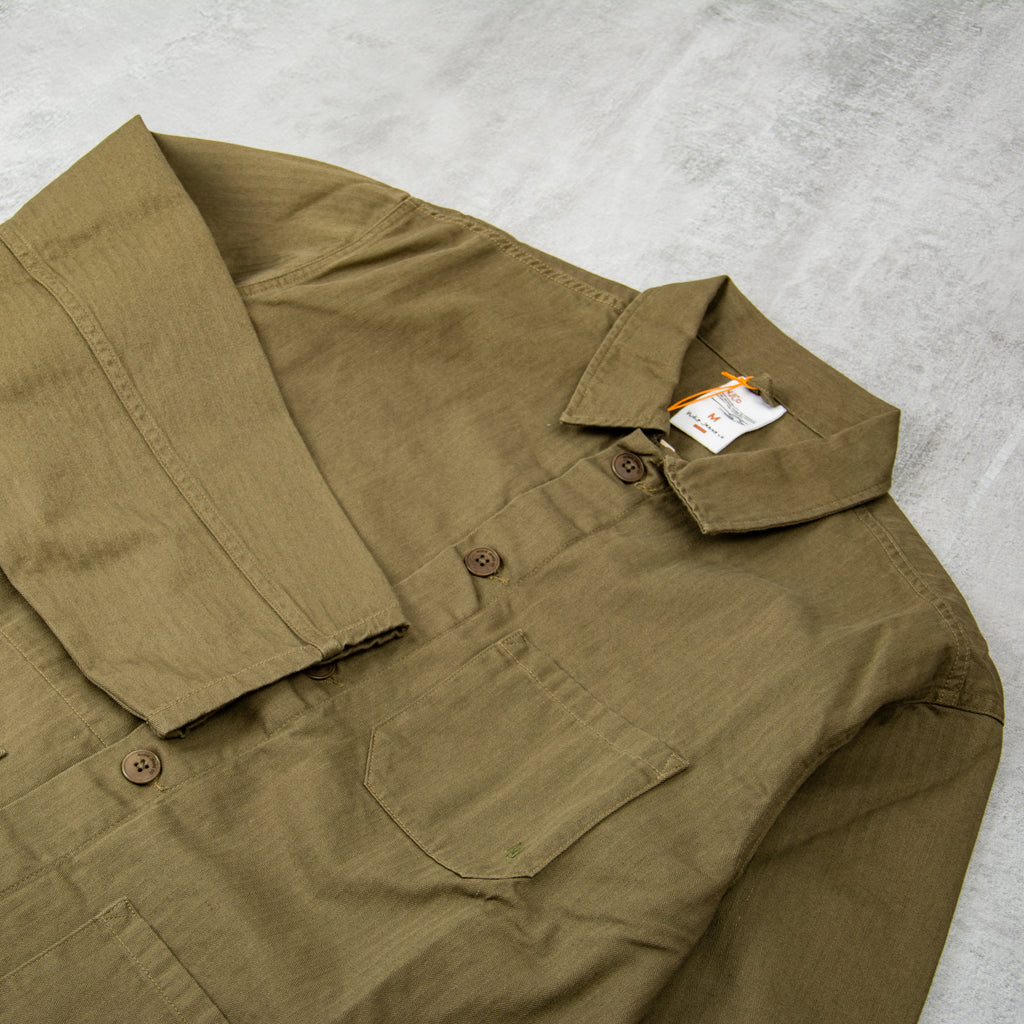 Nudie Buddy Herringbone Chore Jacket - Olive 2