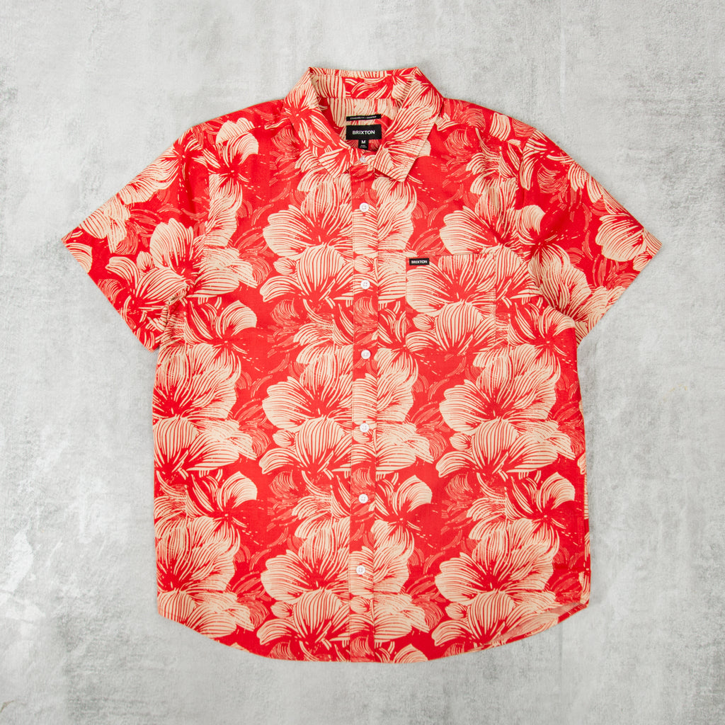 Brixton Charter Print Woven Shirt - Casa Red / Oatmilk Floral 1