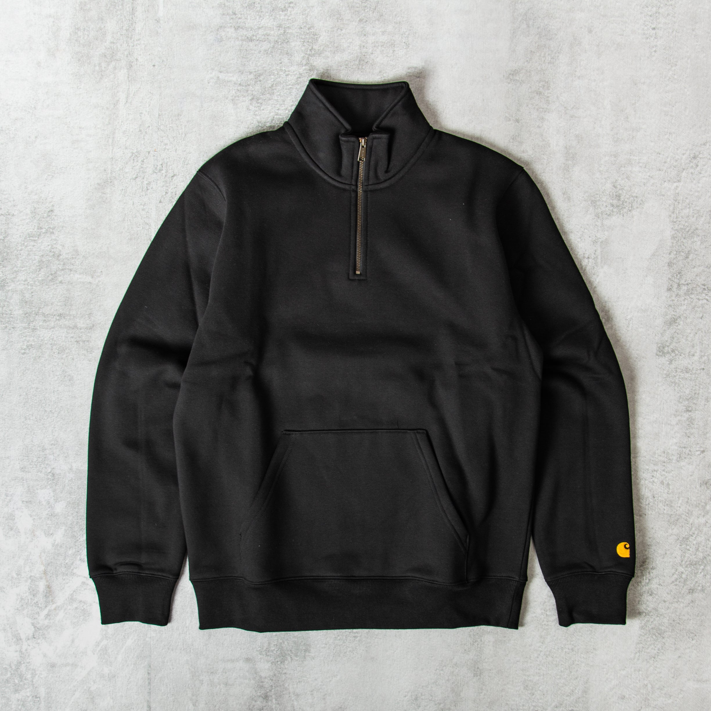 Get the Carhartt WIP Chase Neck Zip Sweat Black @Union Clothing