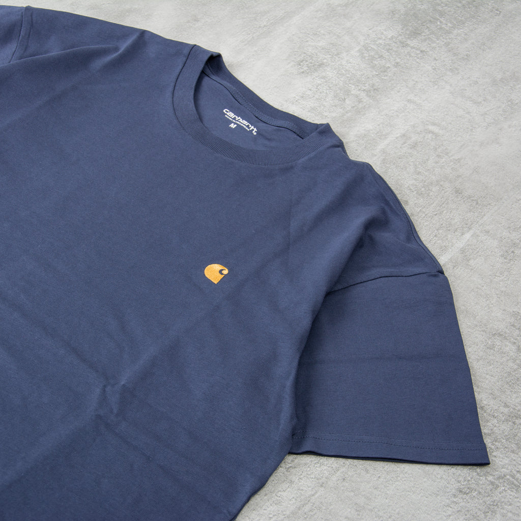 Carhartt WIP Chase S/S Tee - Blue / Gold 2
