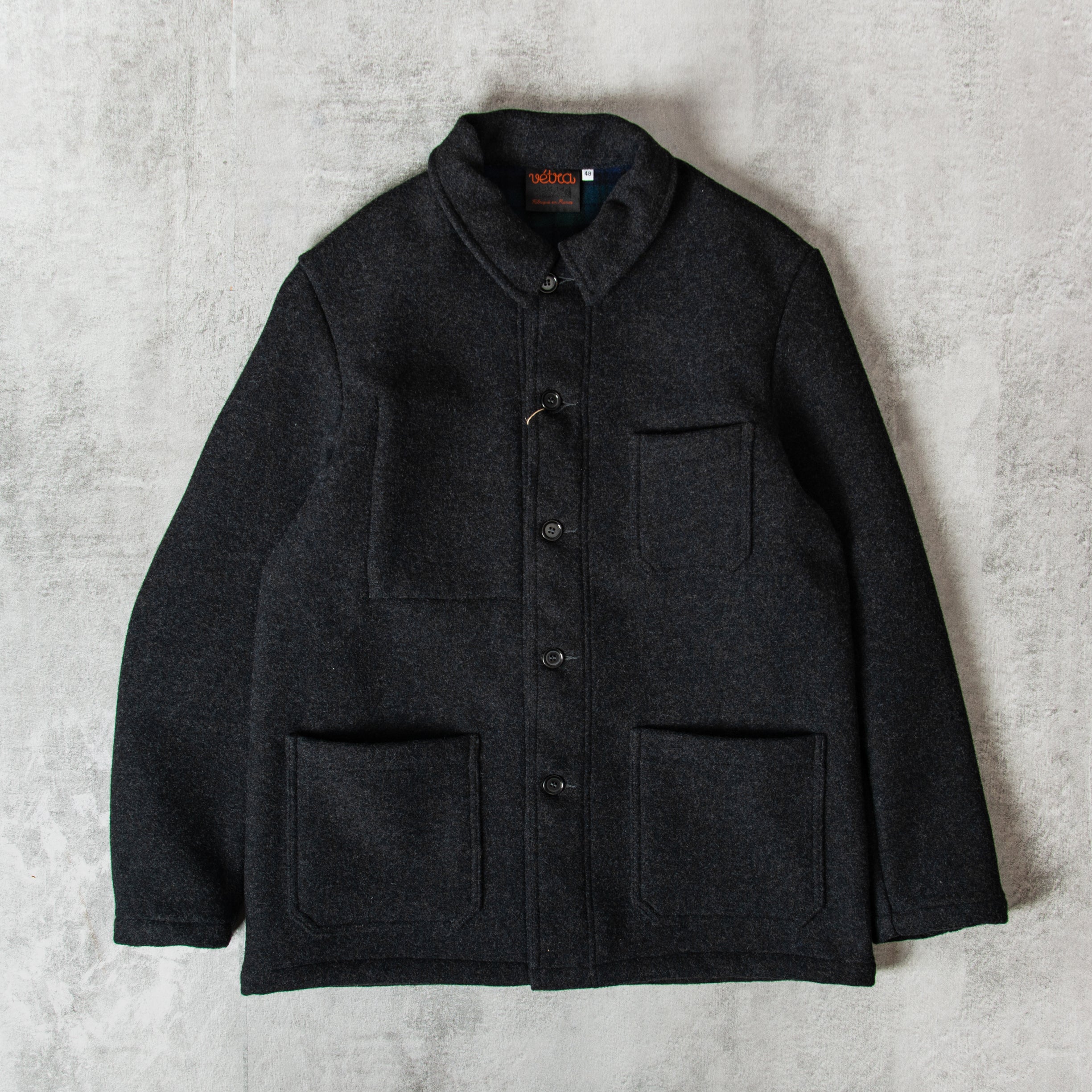 【VETRA】WOOL FRENCH WORK JACKET Buy the Vetra Double Face Wool Jacket - Anthracite@Union Clothing