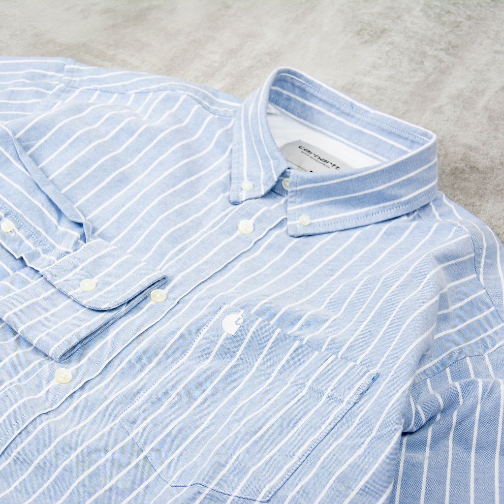 Carhartt WIP Dowlen Striped L/S Shirt - Bleach / White 3