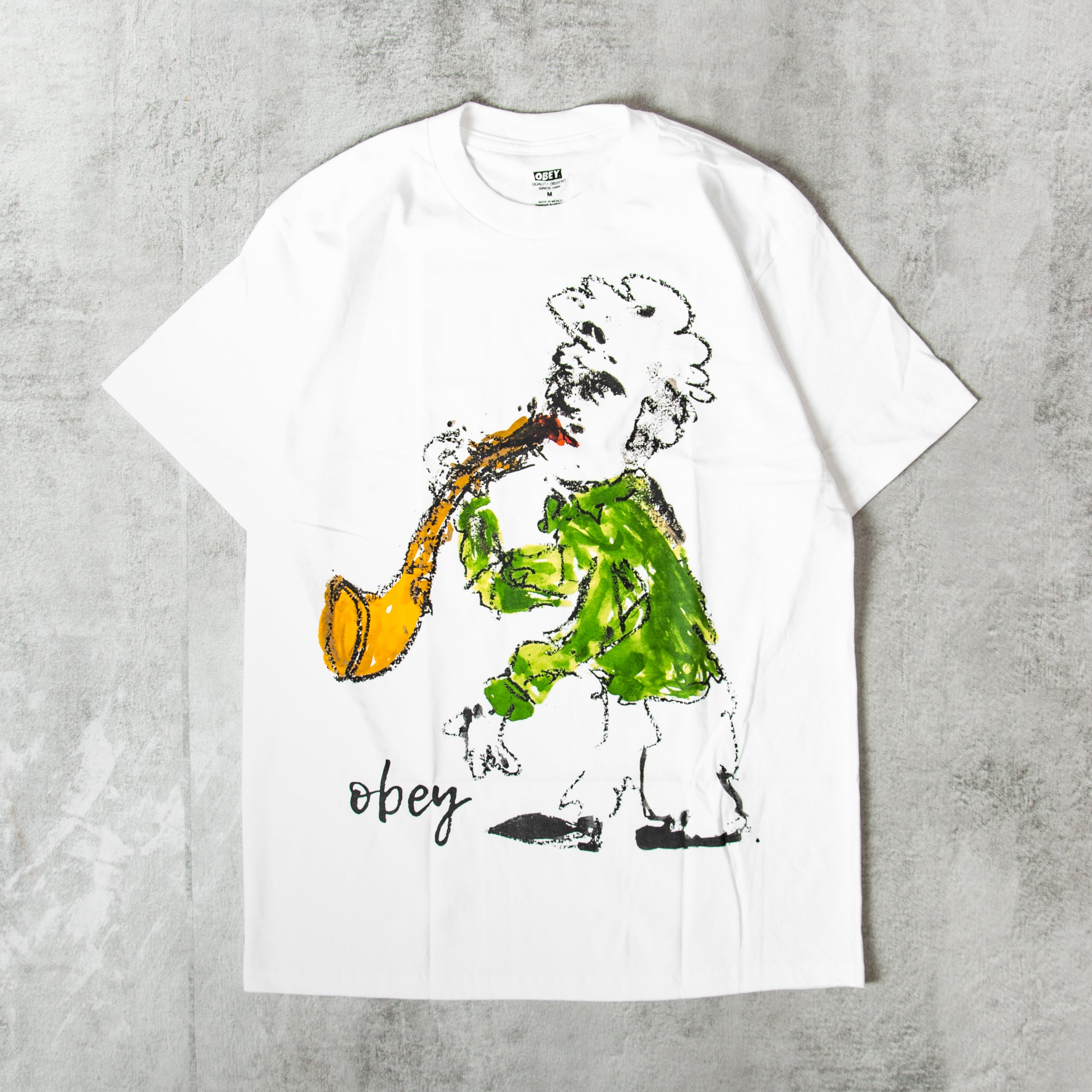 Buy the Obey Jazz Player Tee - White @Union Clothing | Union Clothing