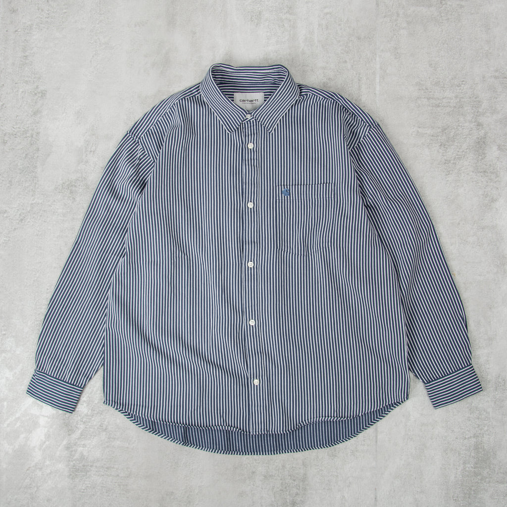Carhartt WIP Kyle L/S Shirt - White / Blue 1
