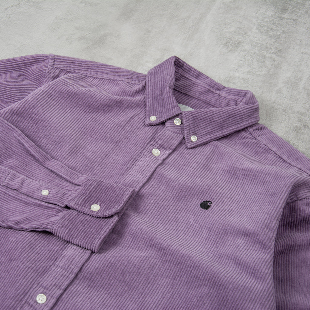 Carhartt WIP Madison Cord L/S Shirt - Glassy Purple / Black 2