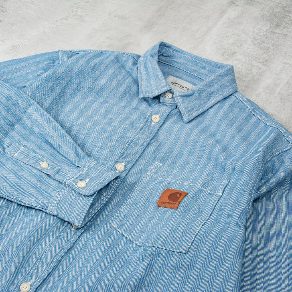 Carhartt WIP Menard Herringbone Shirt Jac Denim - Blue Rinsed 2