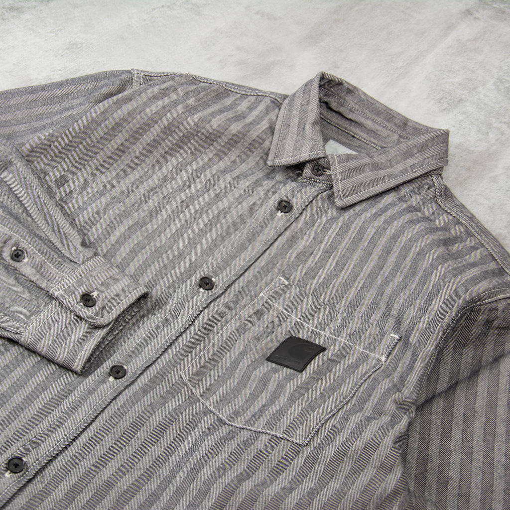 Carhartt WIP Menard Herringbone Shirt Jac Denim - Grey Rinsed 2