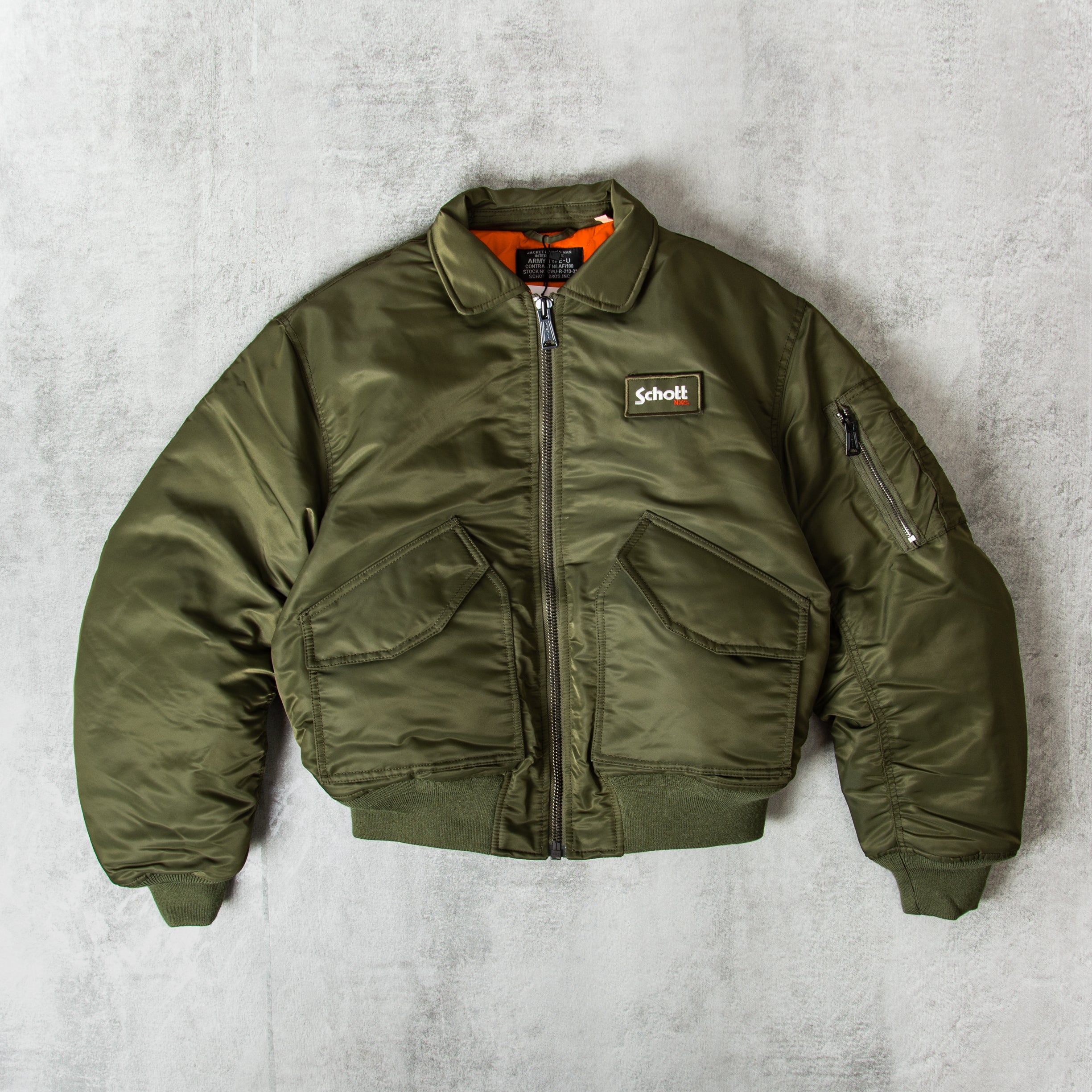 Schott NYC Bomber CWU Original Army Khaki@Union Clothing Union