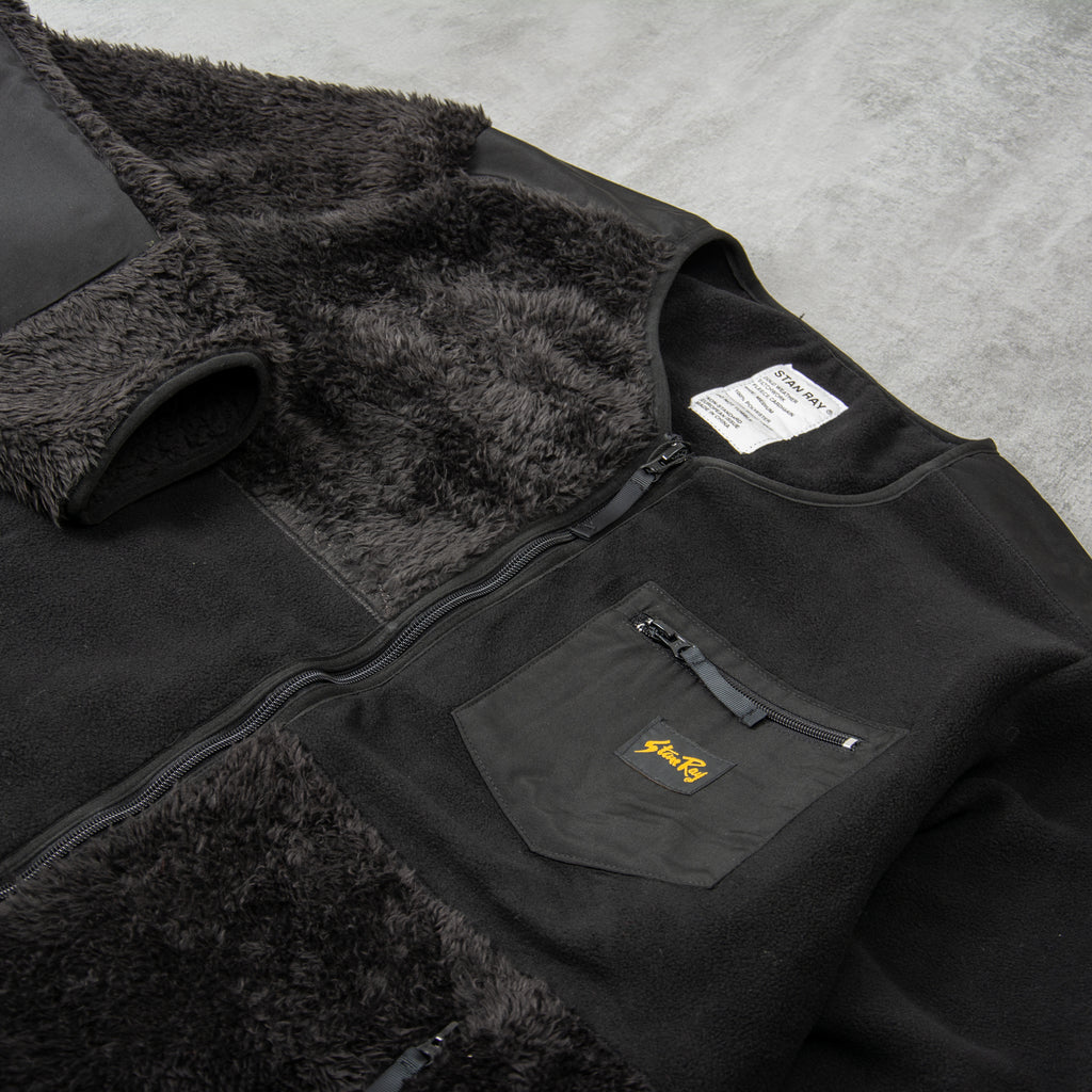 Stan Ray Patchwork Fleece Cardigan - Black 2